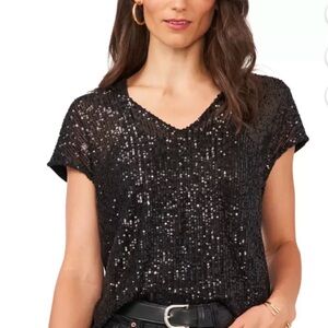 Black Sequin Women's Top